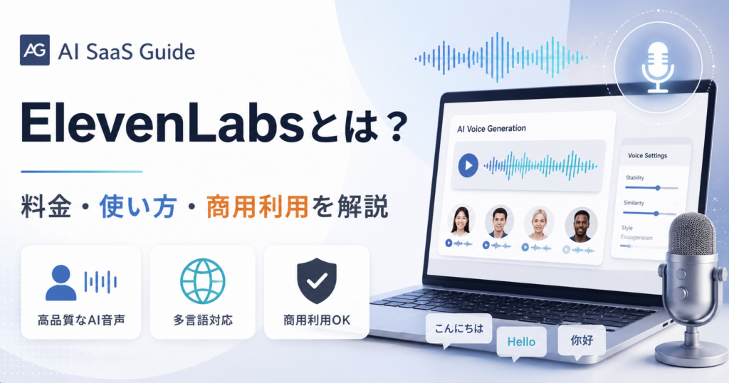ElevenLabs（イレブンラボ）のできること・料金・使い方・商用利用を解説する親記事のアイキャッチ画像