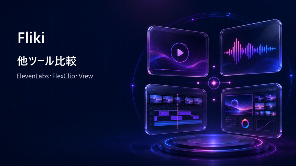 FlikiとElevenLabs・FlexClip・Vrewの比較を示すアイキャッチ